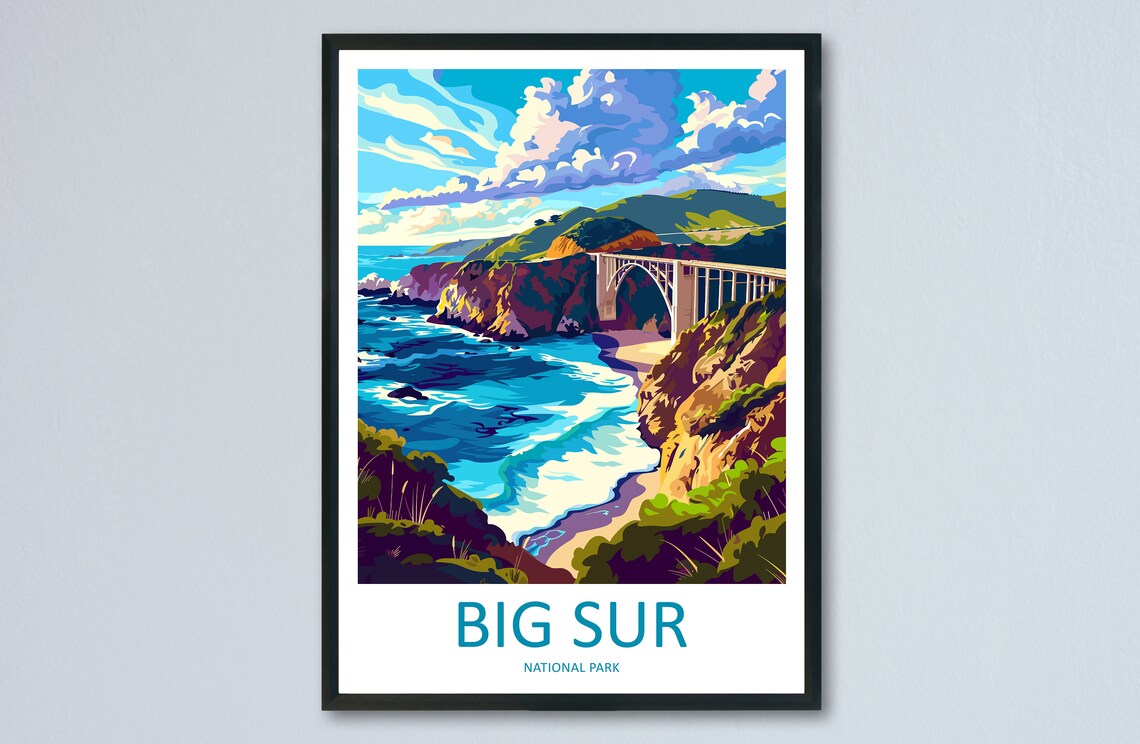 Big Sur California Bixby Creek Bridge Coast Minimal Travel Poster
