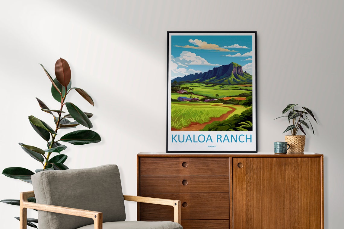 Kualoa Ranch Hawaii Green Valley Dramatic Ridge Poster Bottom Text - Image 2