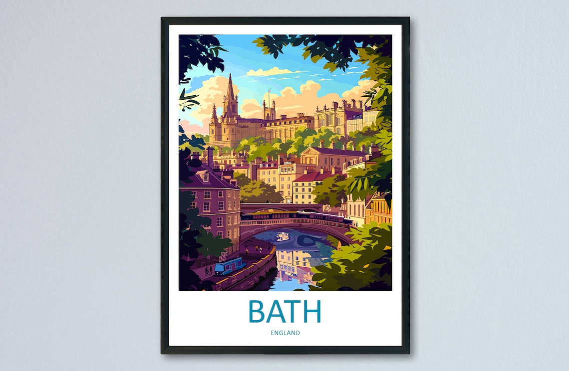 Bath Travel Poster, England City Wall Art