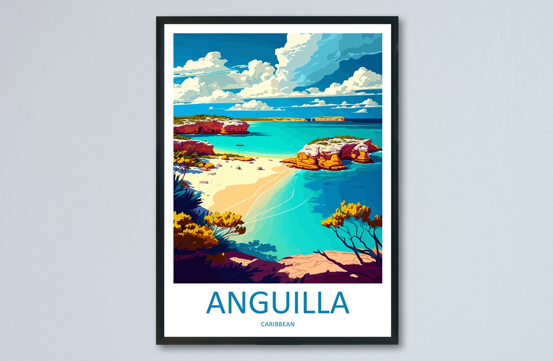 Anguilla Travel Poster, Caribbean Wall Art Print