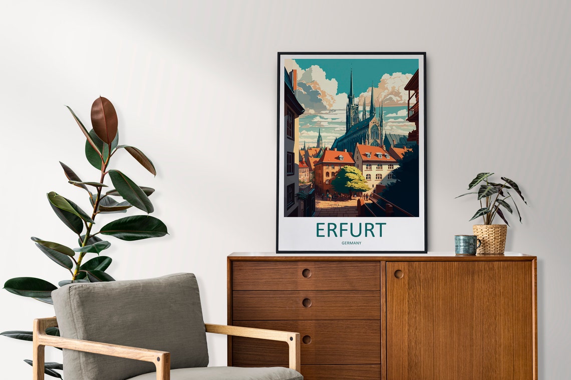 Erfurt Travel Print Wall Art Erfurt Wall Hanging Home Dcor Erfurt Gift Art Lovers Germany Art Lover Gift Erfurt Art Erfurt Travel Gift - Image 2