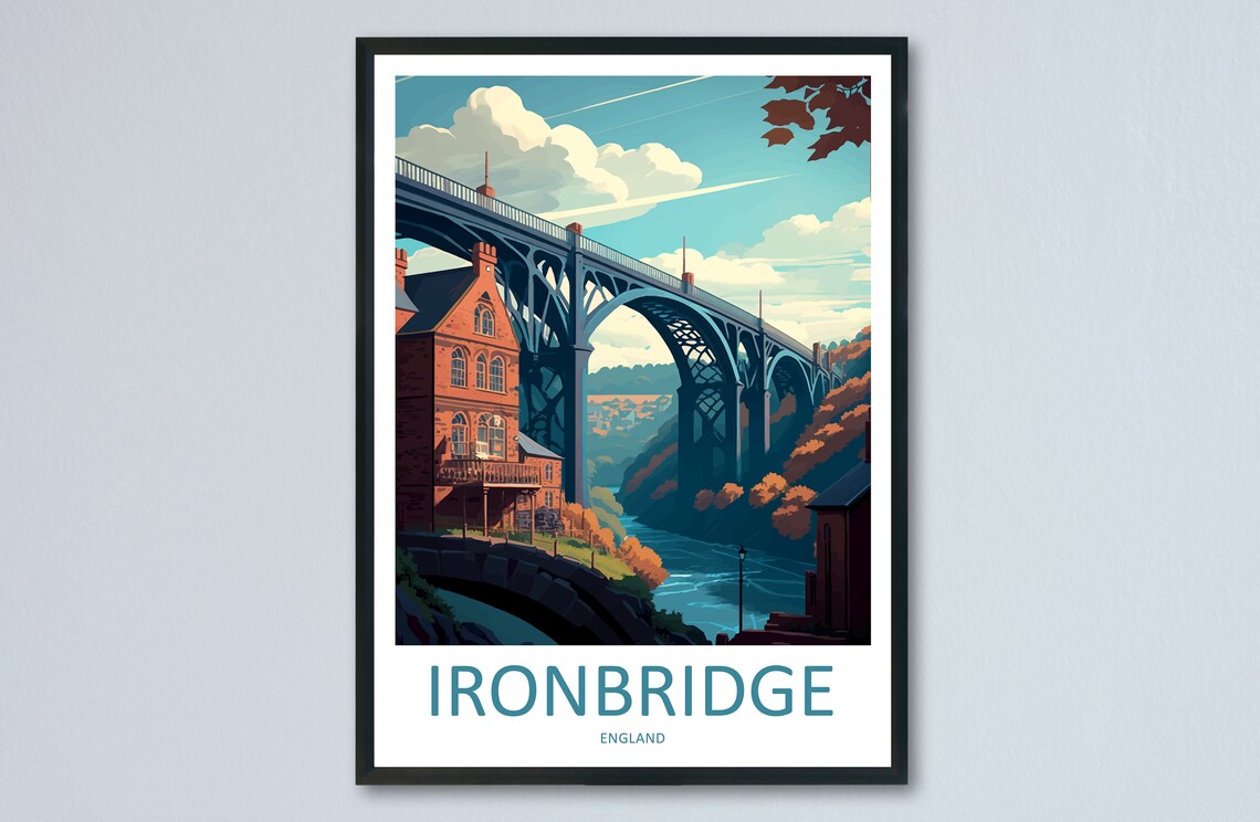 Ironbridge Travel Poster, England Wall Art