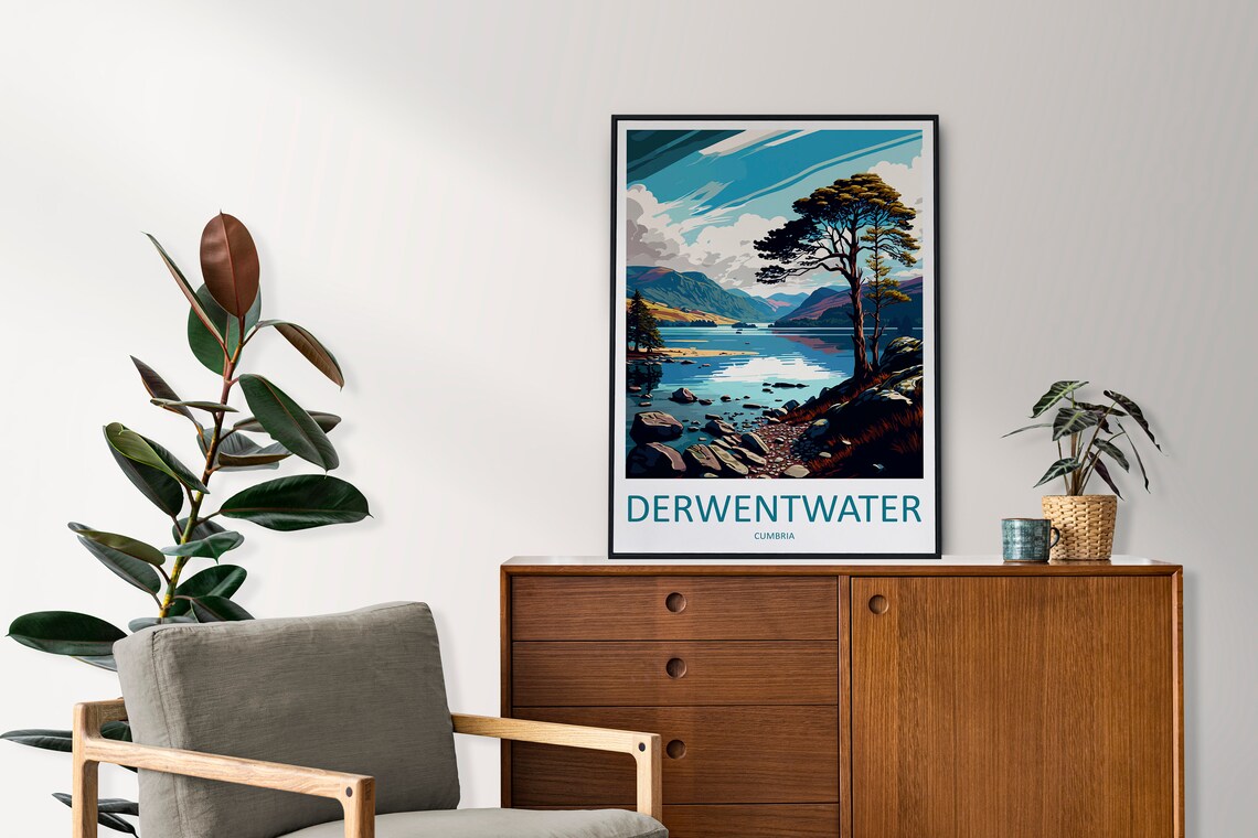 Derwentwater Travel Poster, Lake District Art Print - Image 2