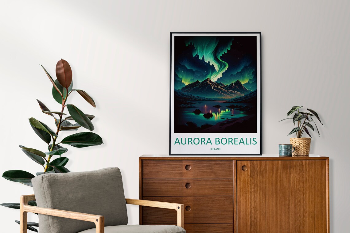 Northern Lights Travel Poster, Aurora Borealis Iceland - Image 2