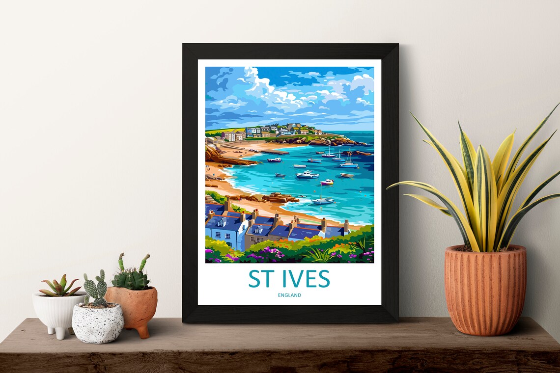 St Ives Harbour Colorful Boats Cornwall England Travel Poster - Image 3
