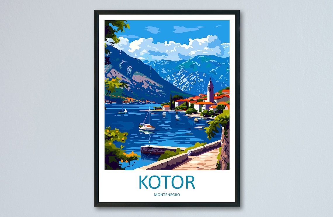 Kotor Landscape Art Print, Montenegro Wall Decor