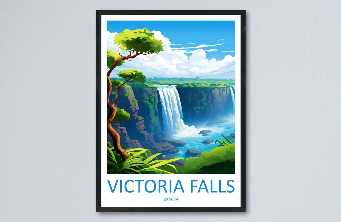 Victoria Falls Travel Poster, Home Decor Art Print