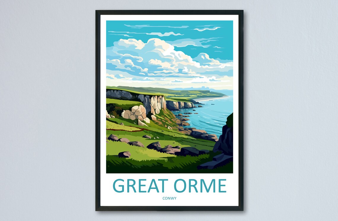 Great Orme Travel Poster, Conwy Landscape