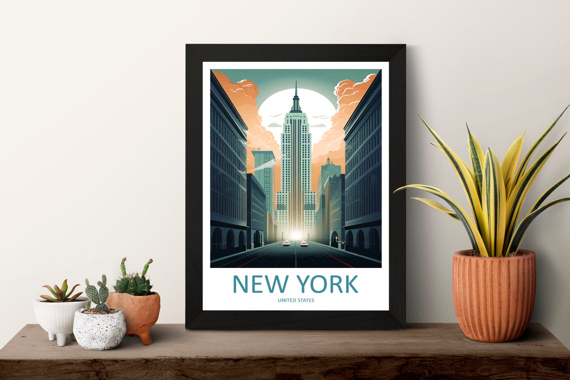 New York City Empire State Building Sunset Glow Poster Artwork - Image 3