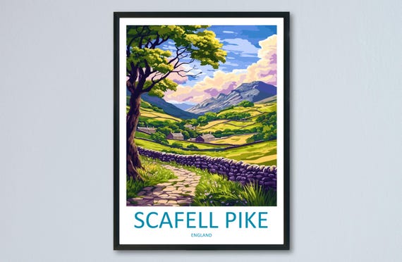 Scafell Pike Print Lake District Wall Art England Mountain Poster Uk Hiking Decor Gift For Nature Lover British Landscape