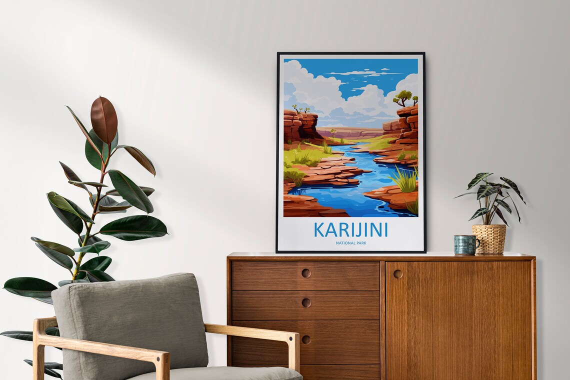 Karijini National Park Red Rock Gorge River Scene Travel Poster - Image 2
