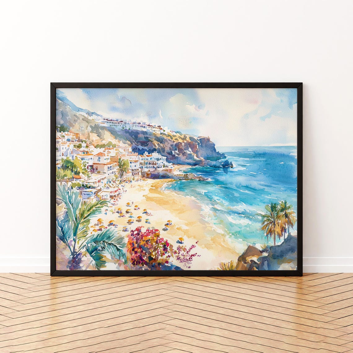 Gran Canaria Watercolor Poster Landscape Wall Art Hanging Home Dcor Gift Lovers Spain