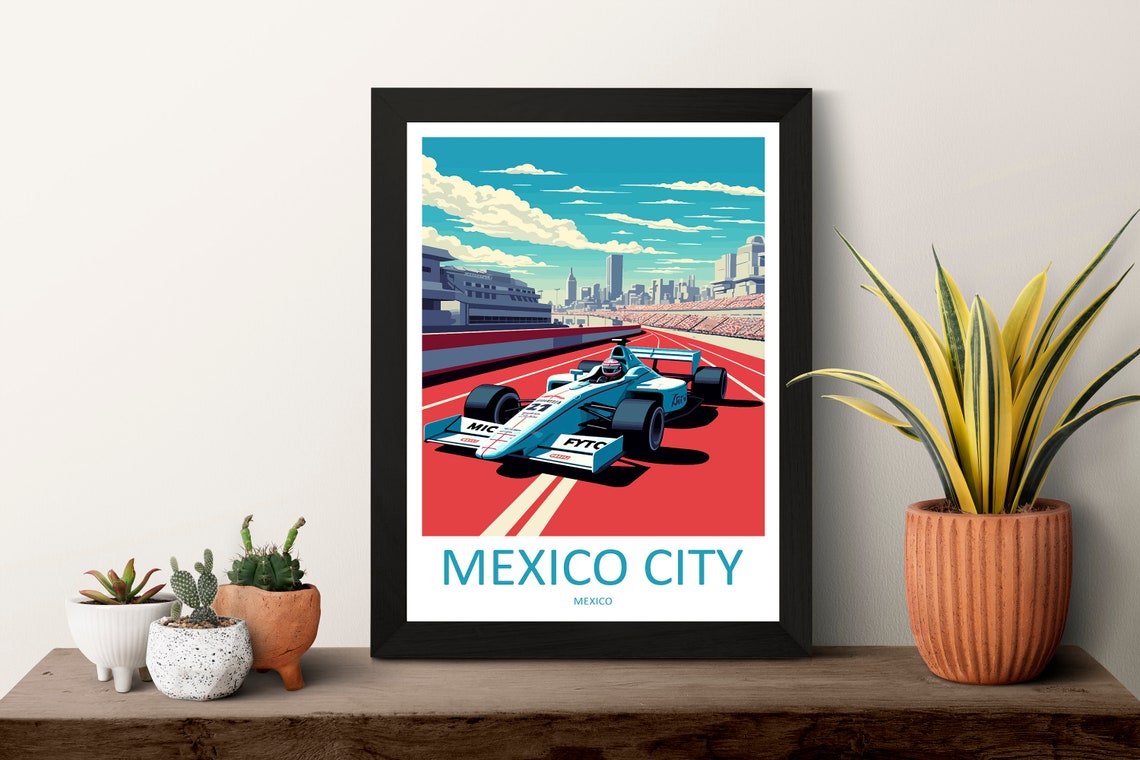 Mexico City Travel Print Wall Decor Mexico City Circuit Poster Motorsport Travel Print Art Print Racing Illustration Mexico Race Car Art - Image 3