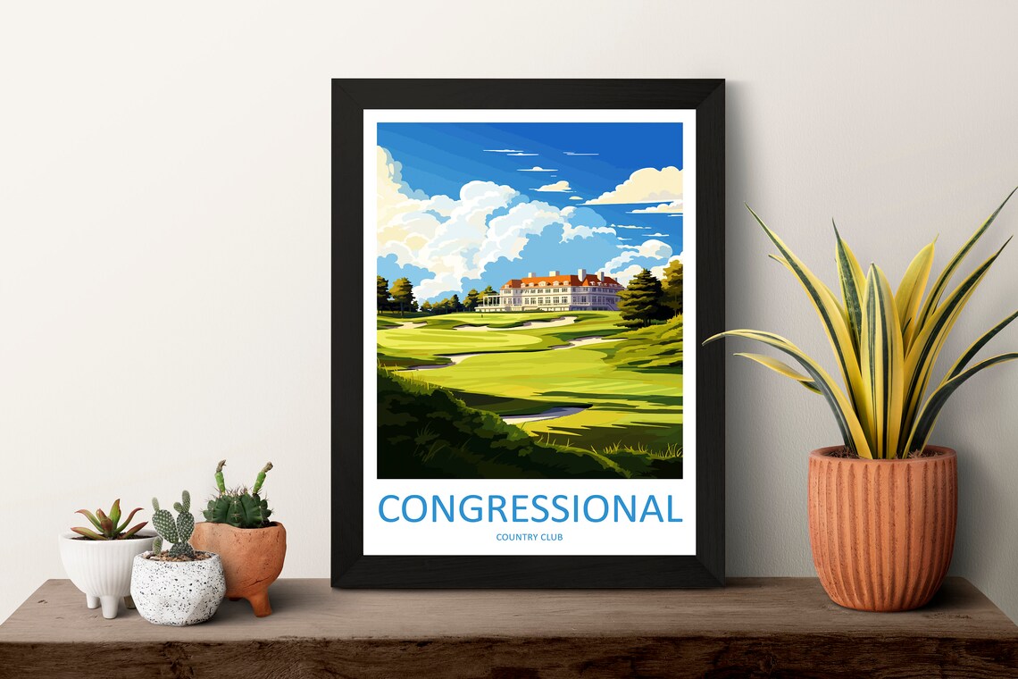 Congressional Country Club Golf Course Sunny Travel Art Poster - Image 3