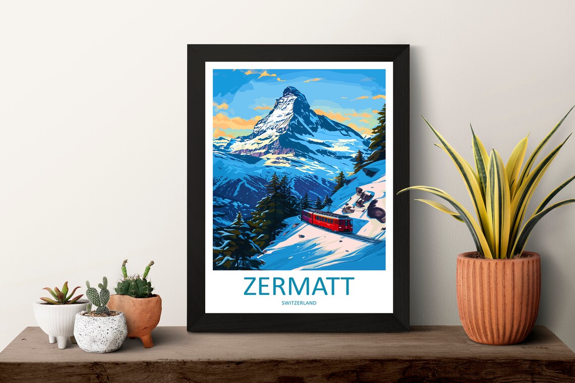 Zermatt Travel Print, Skiing Destination Art - Image 3