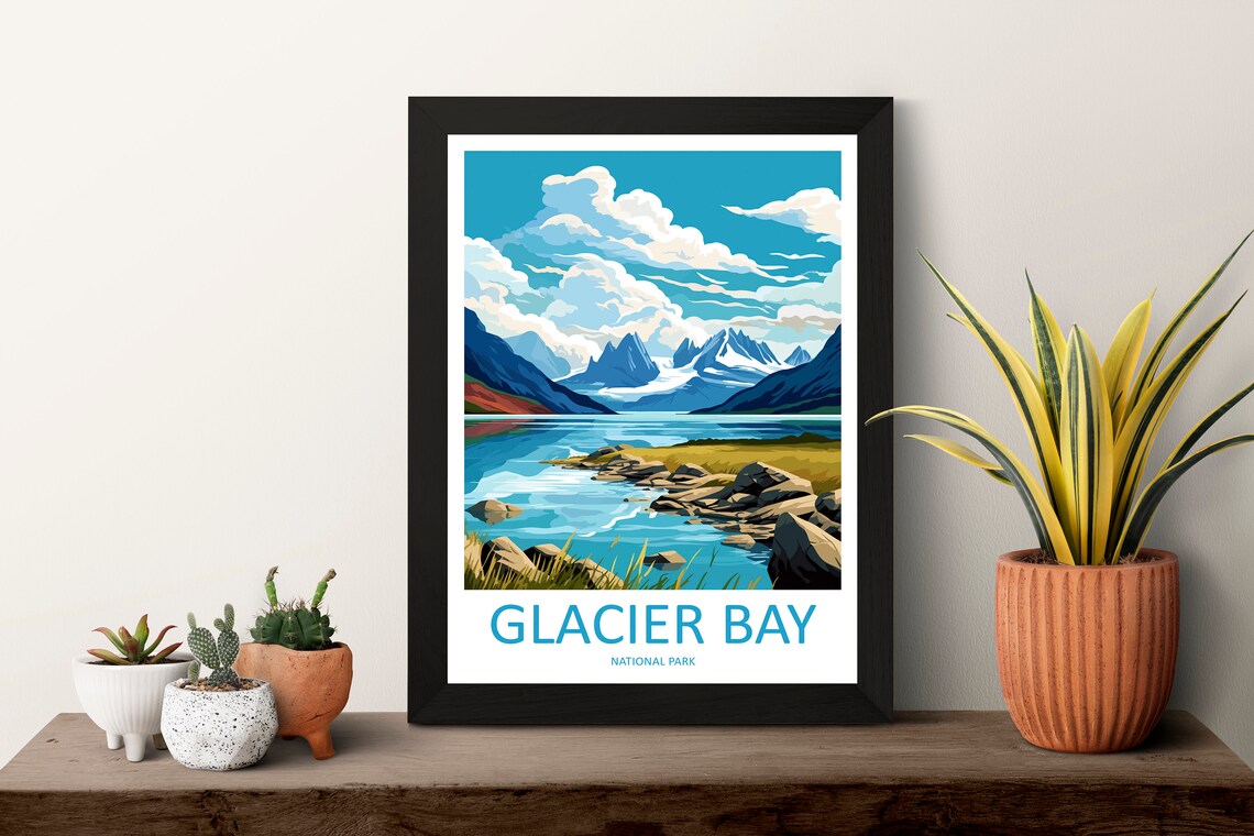 Glacier Bay National Park Glacial Lake Travel Illustration Poster - Image 3