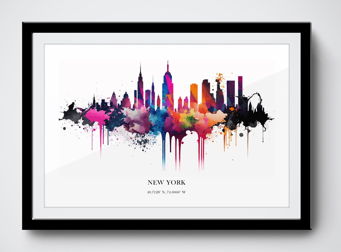 New York Watercolor Skyline Art Print, Cityscape - Image 3