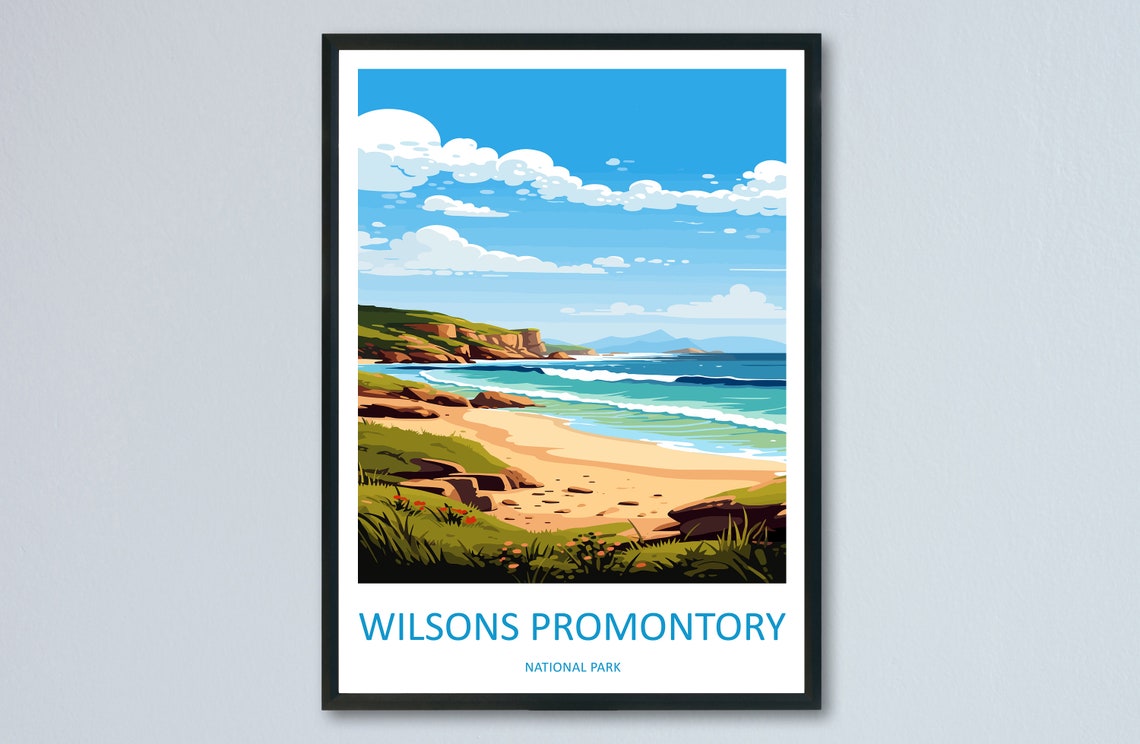 Wilsons Promontory National Park Vintage Beach Cove Travel Poster