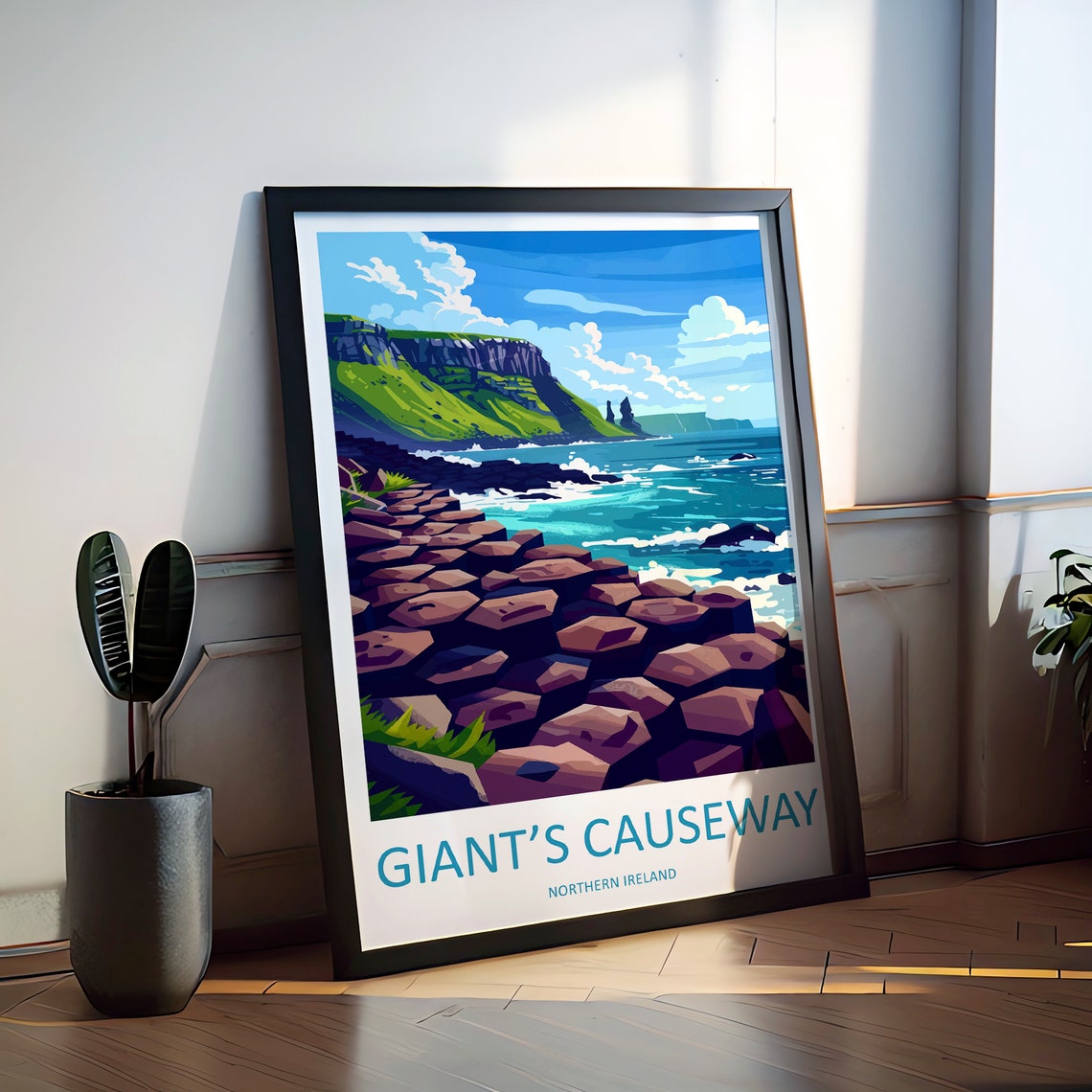 Giants Causeway Hexagonal Basalt Stones Atlantic Surf Poster - Image 2