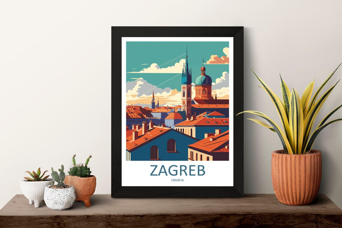 Zagreb Croatia Travel Poster, City Skyline Art - Image 3