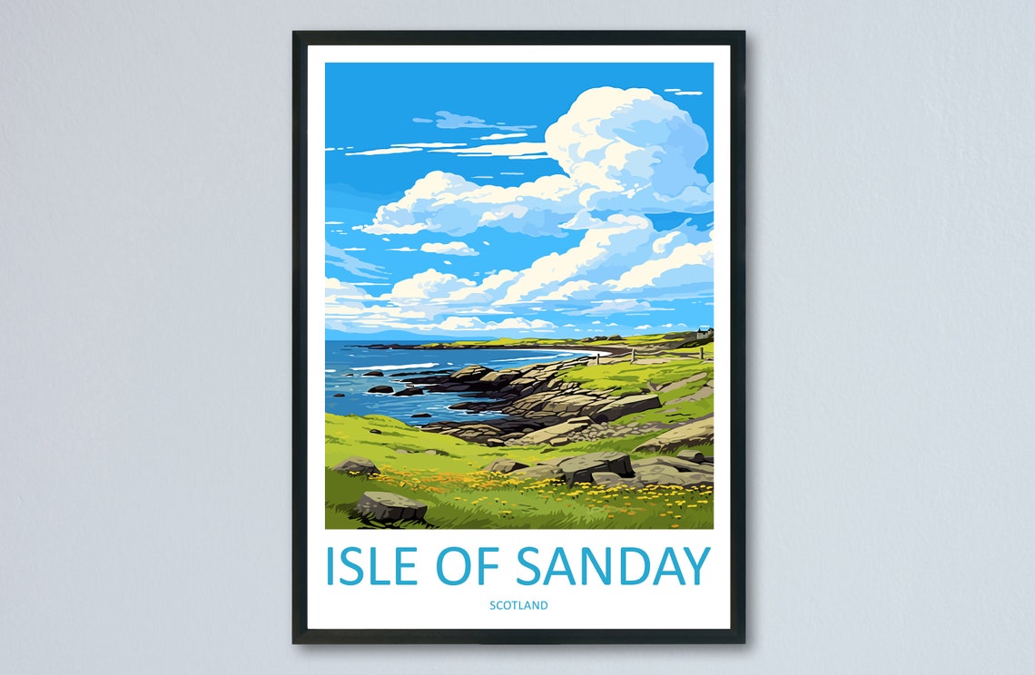 Isle Of Sanday Travel Print Wall Art Isle Of Sanday Wall Hanging Home Dcor Isle Of Sanday Gift Art Lovers Scotland Art Lover Travel Gift
