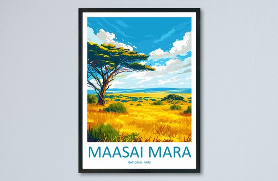 Masai Mara Travel Print Wall Art Masai Mara Wall Hanging Home Dcor Masai Mara Gift Art Lovers Kenya Art Lover Gift Kenya Travel Print