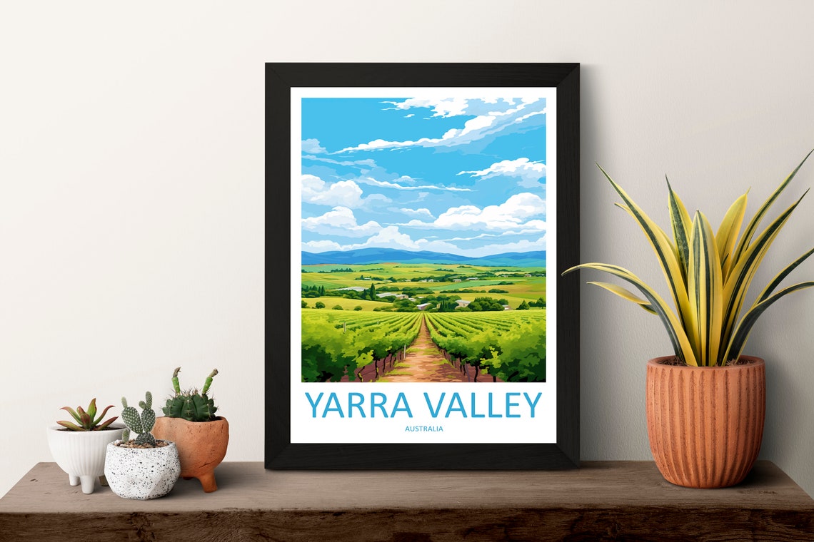 Yarra Valley Australia Endless Vineyard Rows Green Hills Poster - Image 3