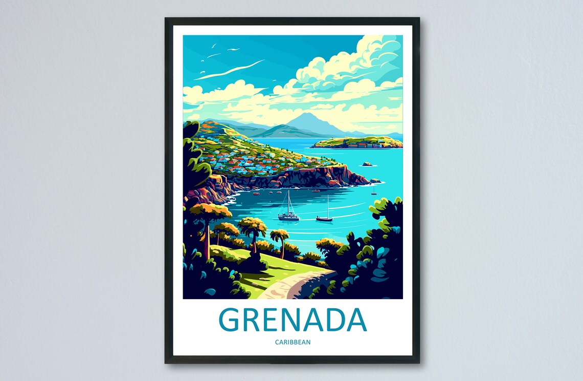 Grenada Travel Print, Caribbean Travel Poster