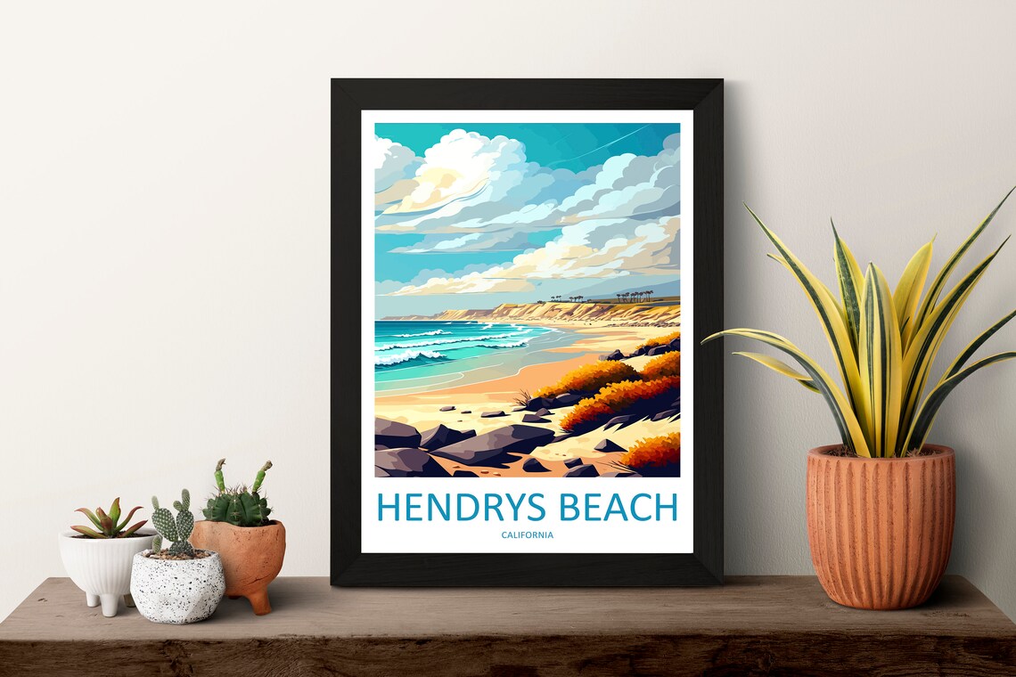 Hendrys Beach Travel Poster, California Wall Art - Image 3