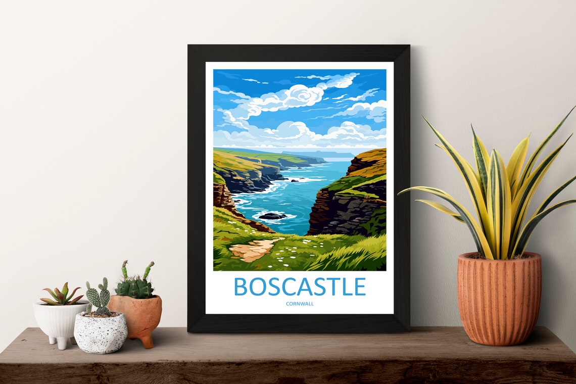 Boscastle Cornwall Dramatic Sea Cliffs Coastal Travel Poster - Image 3