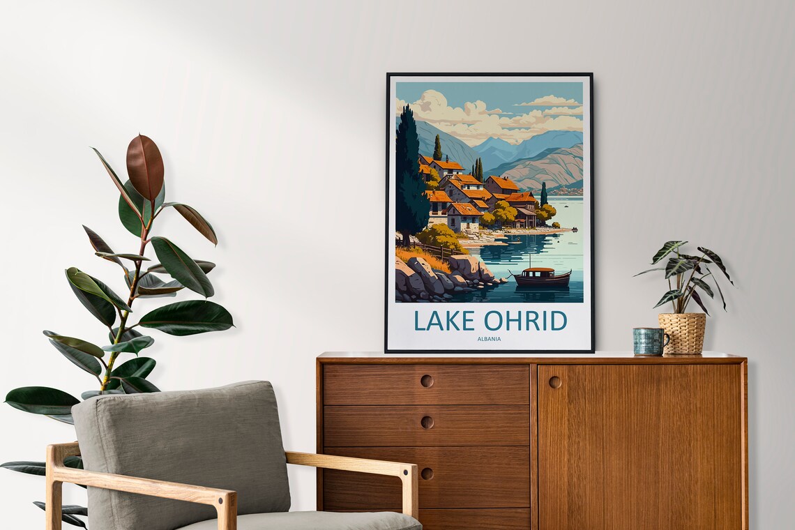 Lake Ohrid Travel Poster, North Macedonia Art Print - Image 2