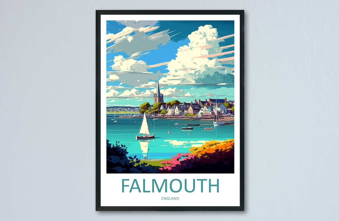 Falmouth Travel Poster, England Wall Art