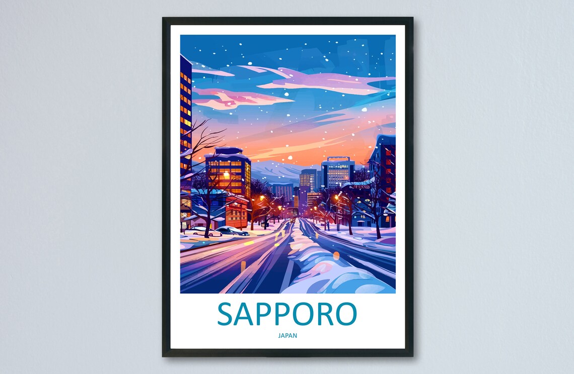 Sapporo Travel Poster, Japan Place Print