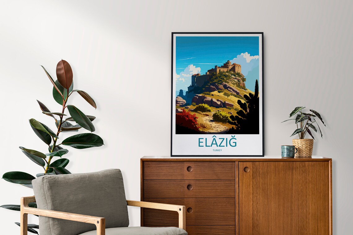 Elazig Turkey Historic Harput Castle On Rocky Hill Travel Poster - Image 2