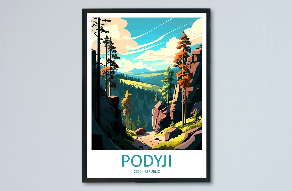 Podyji Czech Republic Rocky Cliffs Forest Trail Travel Poster