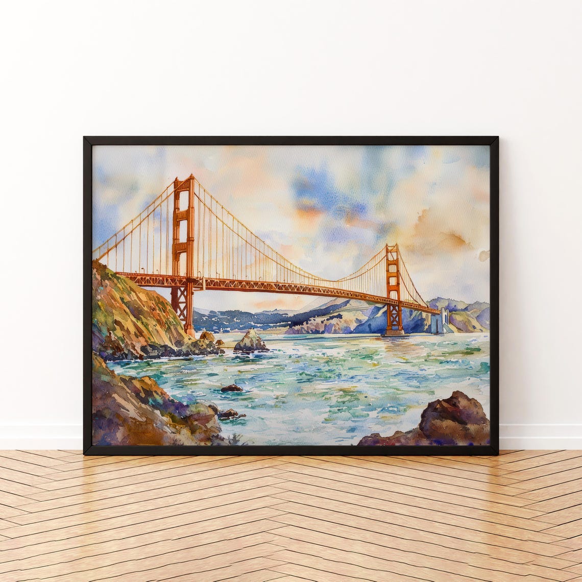 San Francisco Watercolor Poster Landscape Wall Art Hanging Home Dcor Gift Lovers United States
