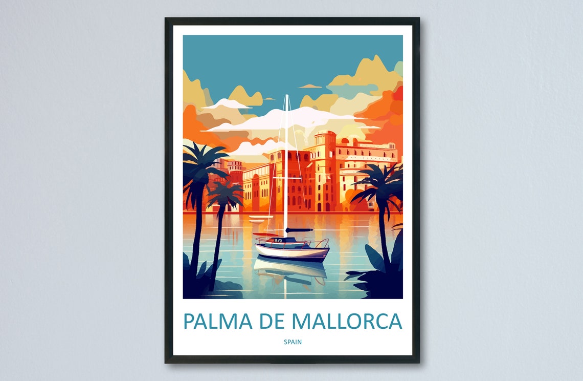 Palma De Mallorca Spain Sailboat At Sunset Harbor View Poster
