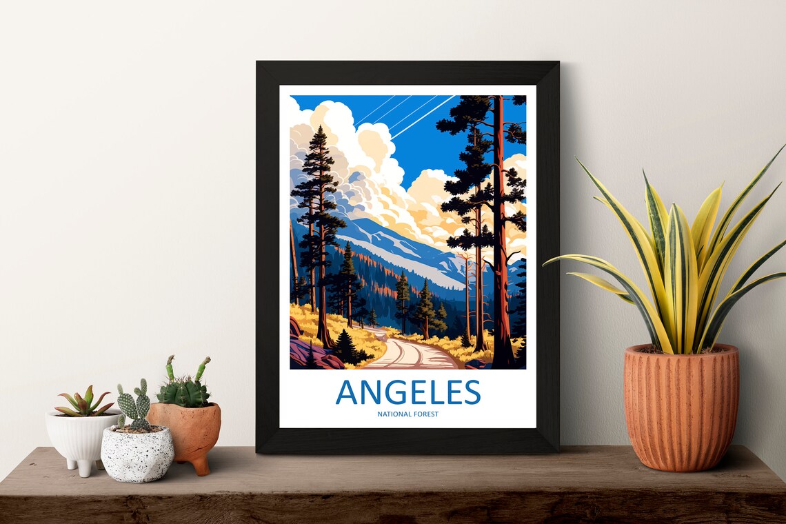 Angeles National Forest Mountain Road Pines Vintage Travel Poster - Image 3