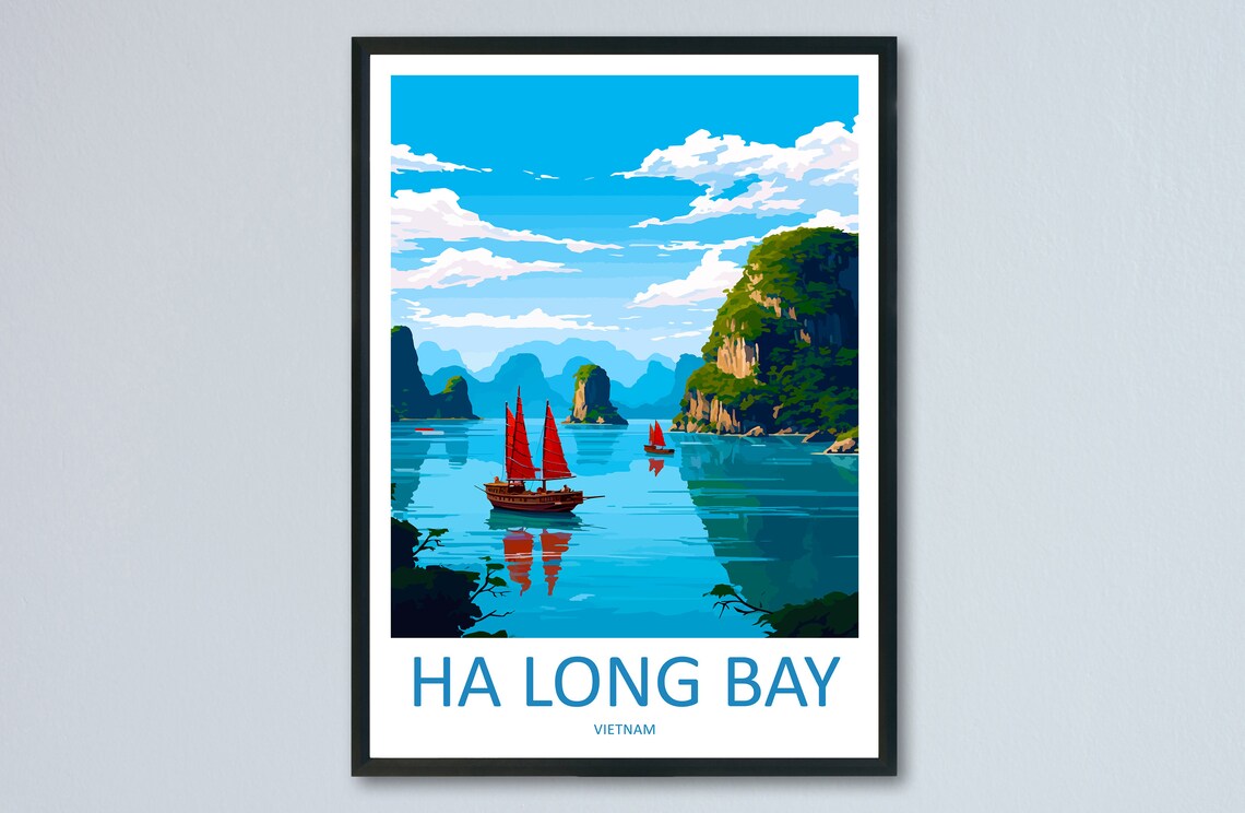 Ha Long Bay Travel Poster, Vietnam Islands