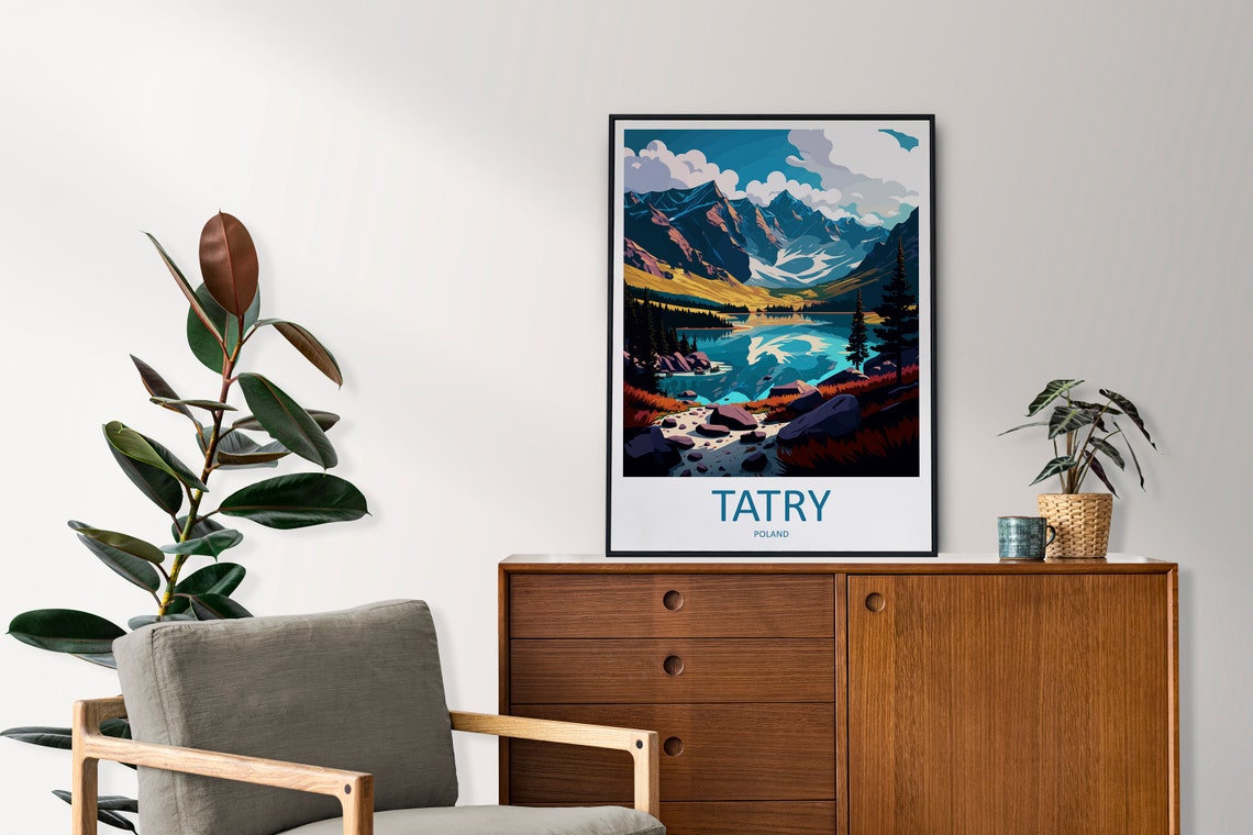 Tatry Poland Mountain Lake Poster with Alpine Peak Reflection - Image 2
