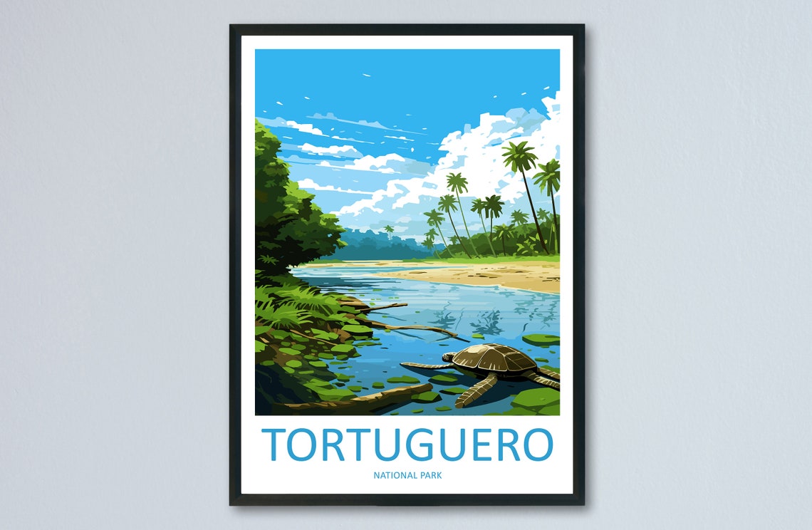Tortuguero National Park Sea Turtle Beach Costa Rica Travel Poster
