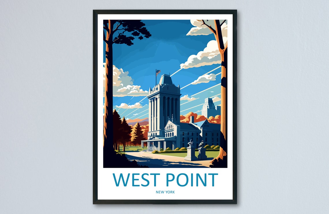 West Point New York Military Academy Hall Under a Bright Sky Poster