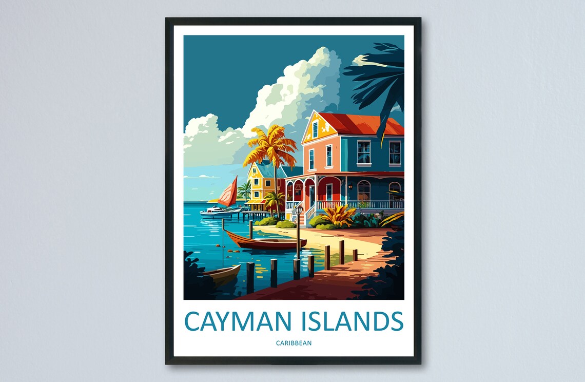 Cayman Islands Travel Print, Caribbean Wall Art