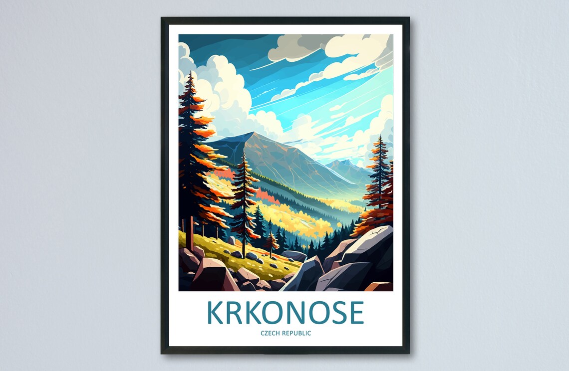 Krkonose Czech Republic Autumn Mountain Peaks Towering Pines Poster