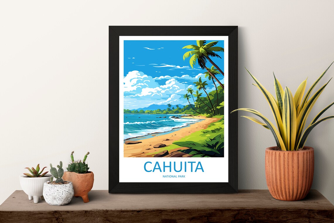 Cahuita National Park Wave Washed Palm Beach Costa Rica Travel Poster - Image 3
