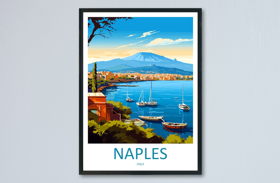 Naples Italy Travel Poster, Wall Art Print