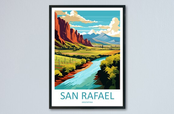 San Rafael Argentina Red Rock Canyon River Valley Travel Poster