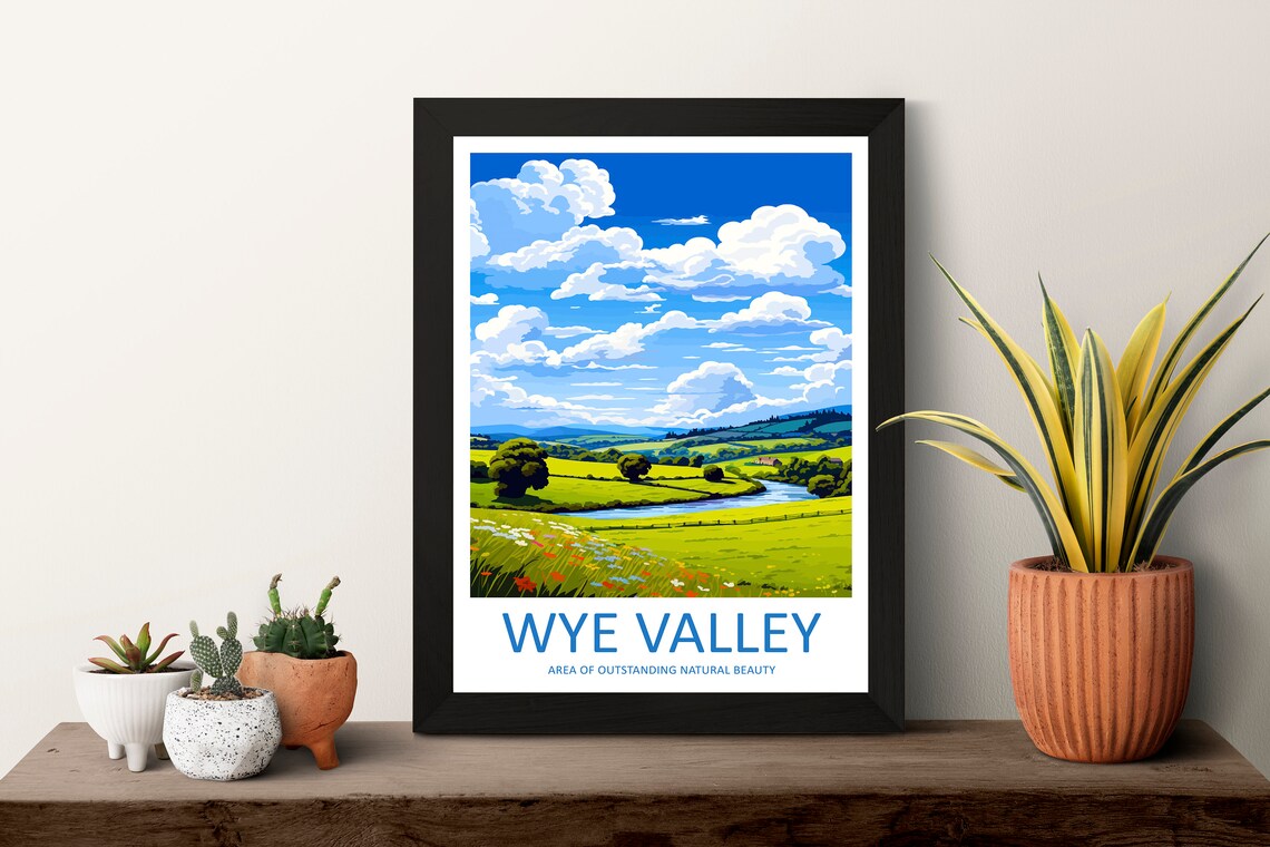 Wye Valley Rolling Green Hills River Countryside Travel Poster - Image 3