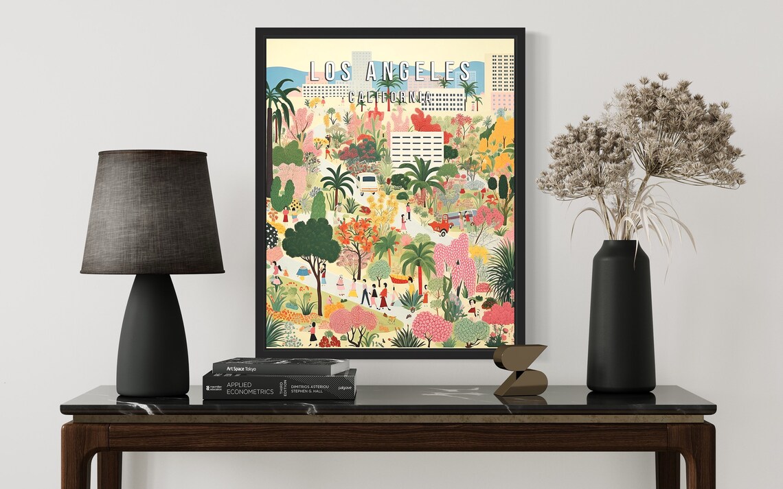 Los Angeles California Palm Garden Park Vintage Travel Poster - Image 3