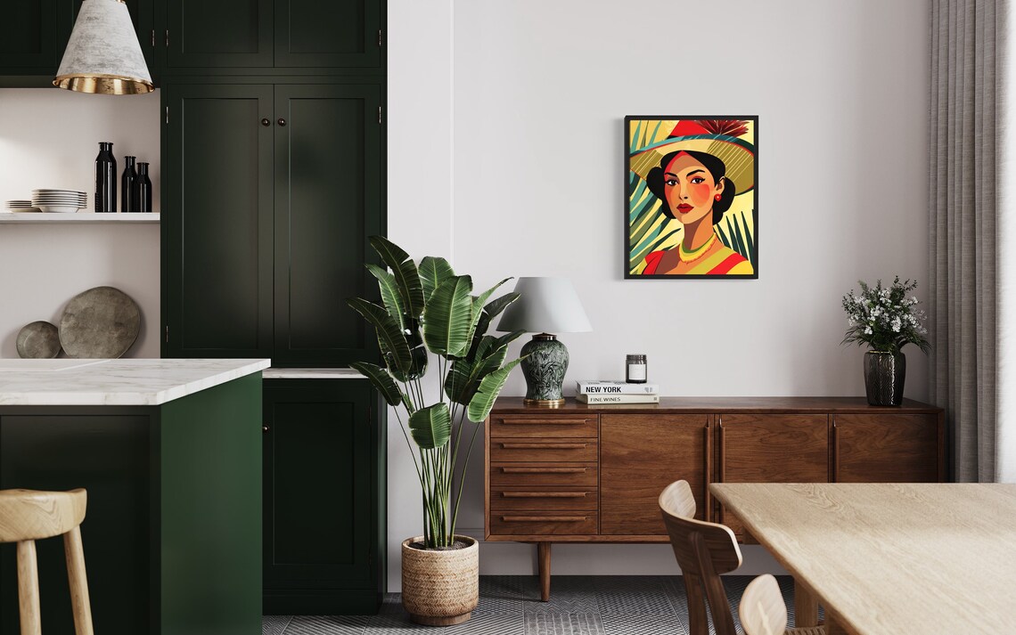 Spanish Woman in Wide Hat Vintage Latin American Portrait Art Poster - Image 2